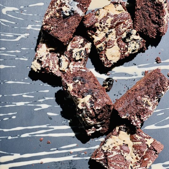 Cherry and Tahini Fudge Brownies