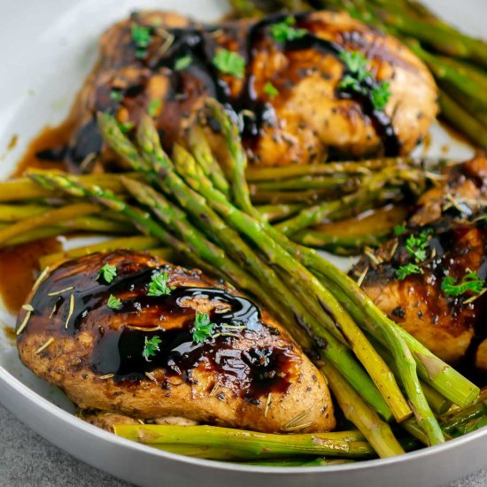 One Pan Balsamic Chicken Asparagus