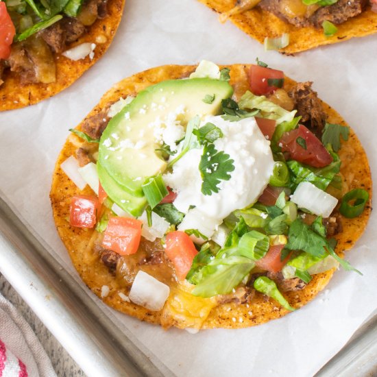 Loaded Bean and Cheese Tostadas