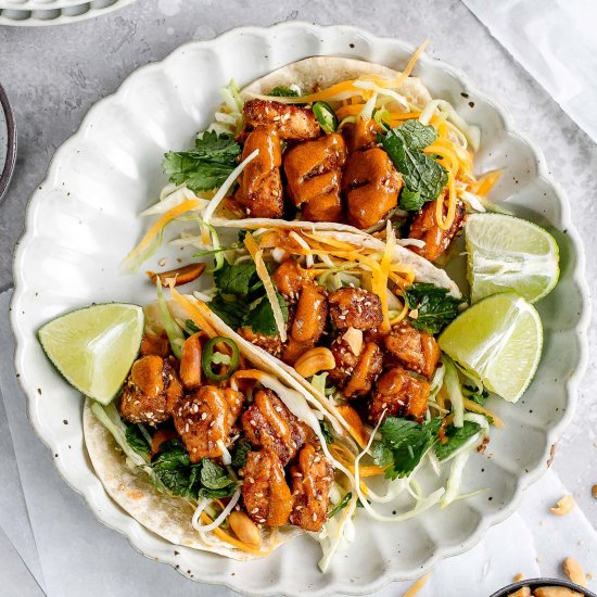 Thai Red Curry Salmon Tacos