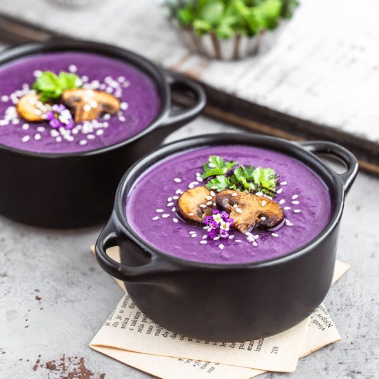 Purple Sweet Potato & Mushroom Soup