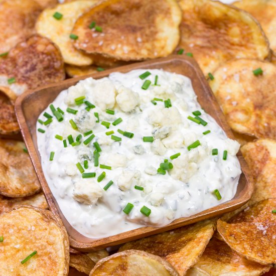 Blue Cheese Dip with Homemade Chips