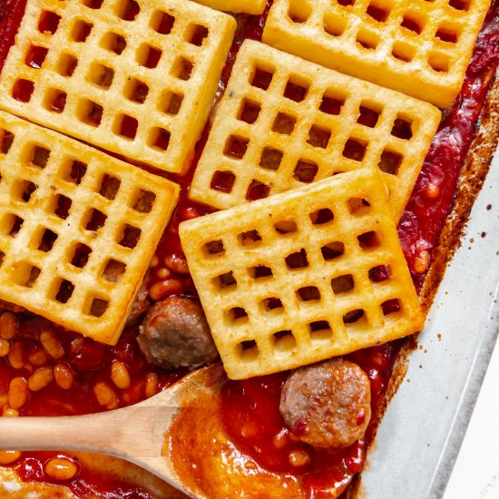 Meatball, Baked Bean & Potato Pie