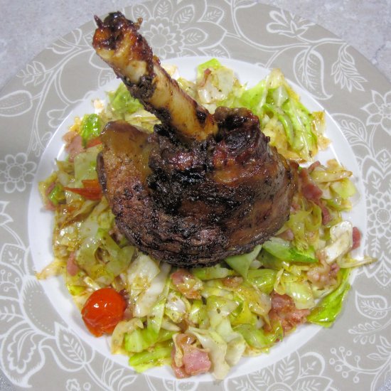 lamb shank with cabbage