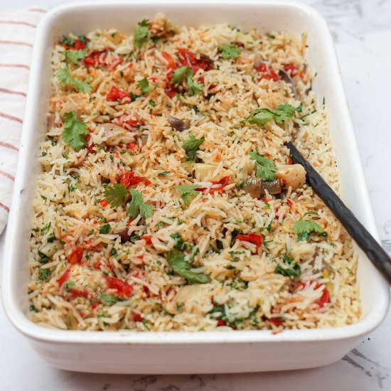 Baked Rice-Roasted Tomatoes, Garlic