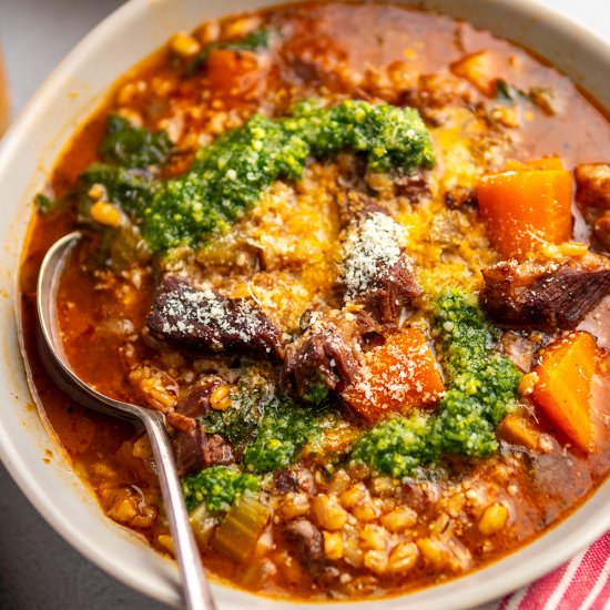 Instant Pot Beef & Barley Soup