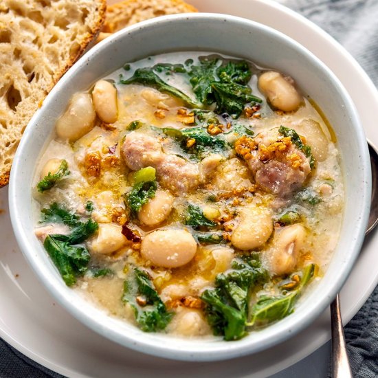 Instant Pot Sausage, Kale Bean Stew