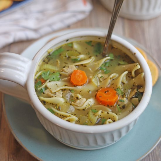 Vegan chicken noodle soup