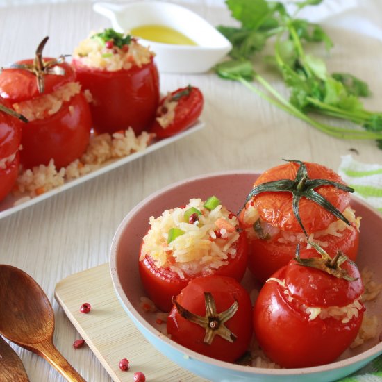 Peppercorn Risotto Stuffed Tomatoes