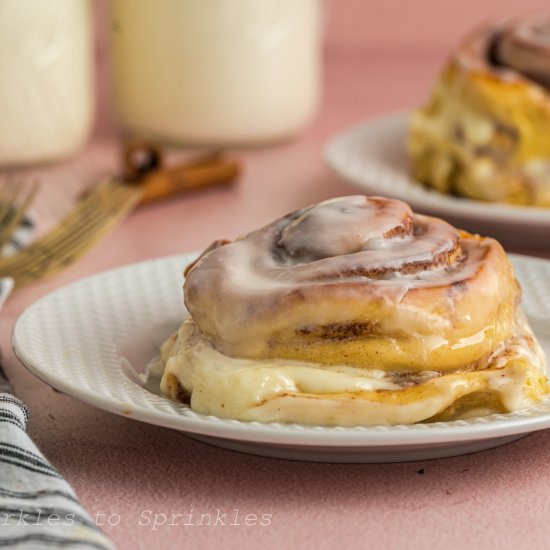 Cheesecake Stuffed Cinnamon Roll Bake