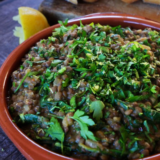 Mediterranean Lentil Spinach Stew