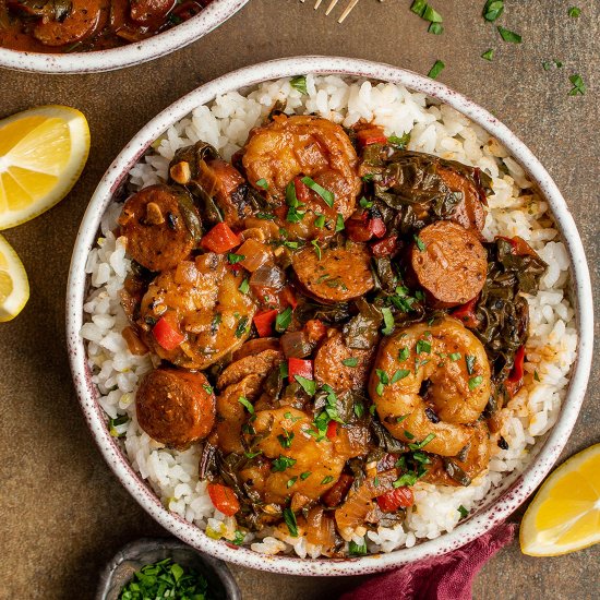 Cajun shrimp and sausage skillet