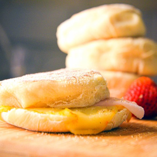 English Muffins with Ham and Cheese