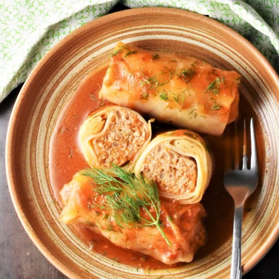 Turkey Cabbage Rolls (No Rice)