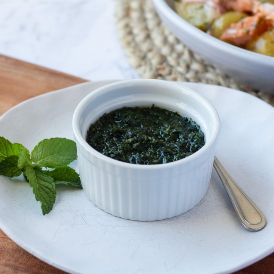 Homemade mint sauce