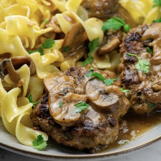 Burger Steaks with Mushroom Gravy