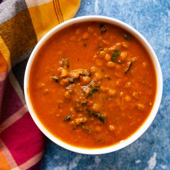 Lentil Soup with Roasted Veg