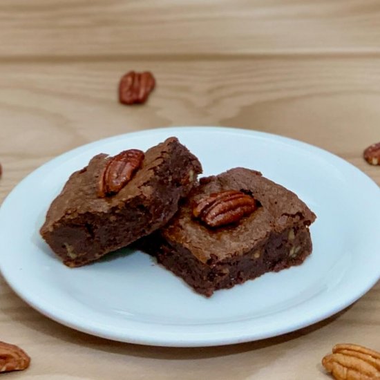 Candied Pecan Bourbon Brownies