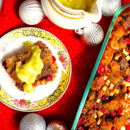 Cranberry Bourbon Bread Pudding