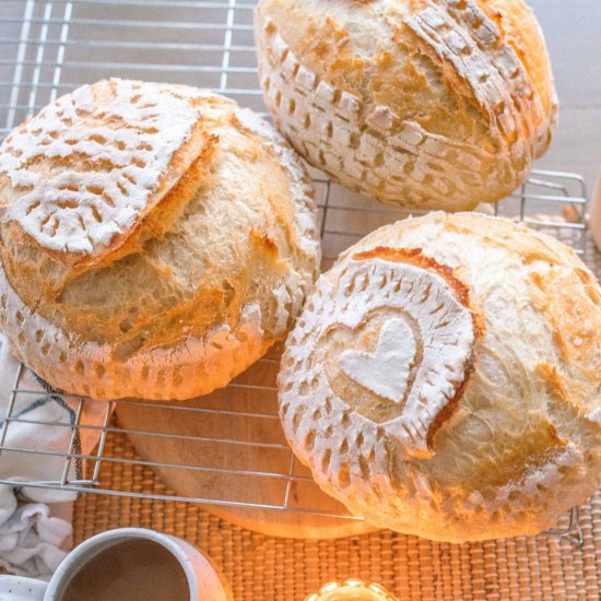 Easy Golden Sourdough Bread Loaves