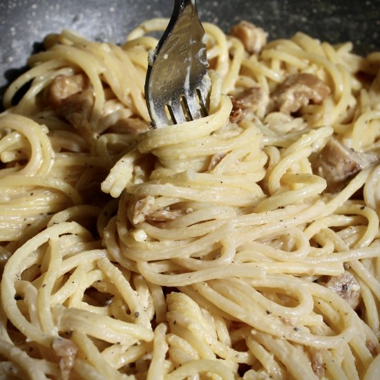 Veggie Sausage Spaghetti Carbonara