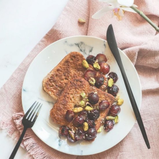 Pistachio Grape Fruit French Toast