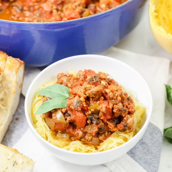 Spaghetti Squash + Meat Sauce