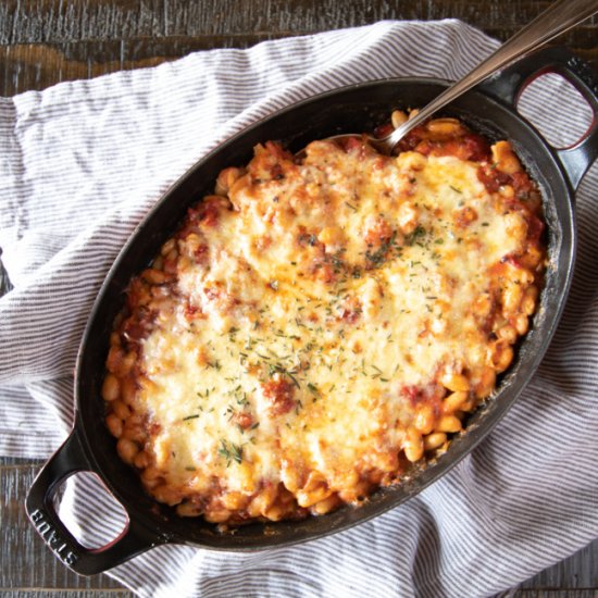 Cheesy White Bean Tomato Bake