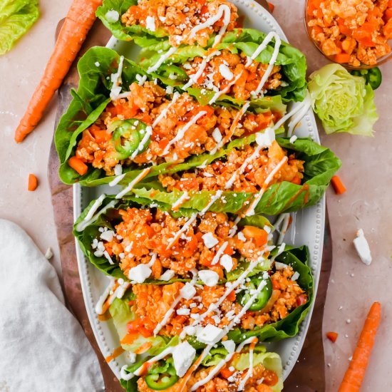 Buffalo Cauliflower Lettuce Wraps