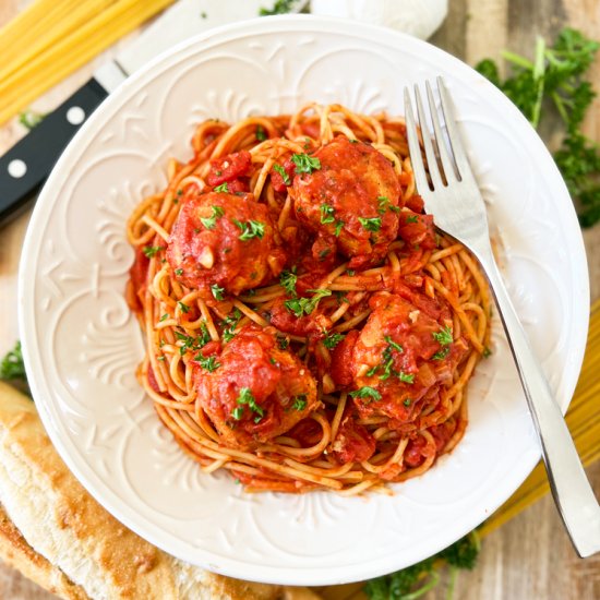 Spaghetti with Tuna Meatballs