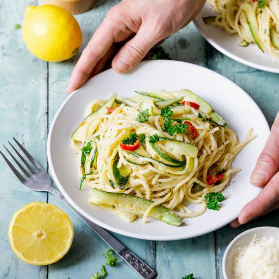 Creamy Lemon Courgette Spaghetti