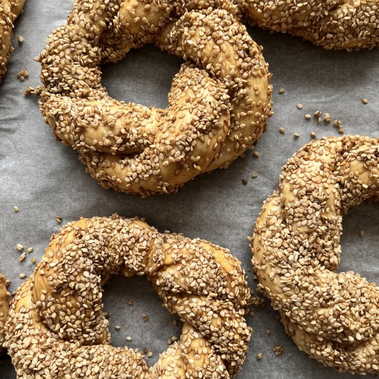 Turkish Simit (twisted bread rings)