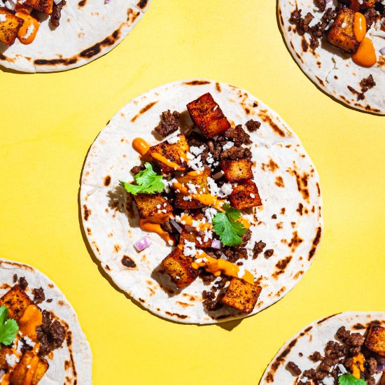 Spicy Potato Tacos with Chorizo