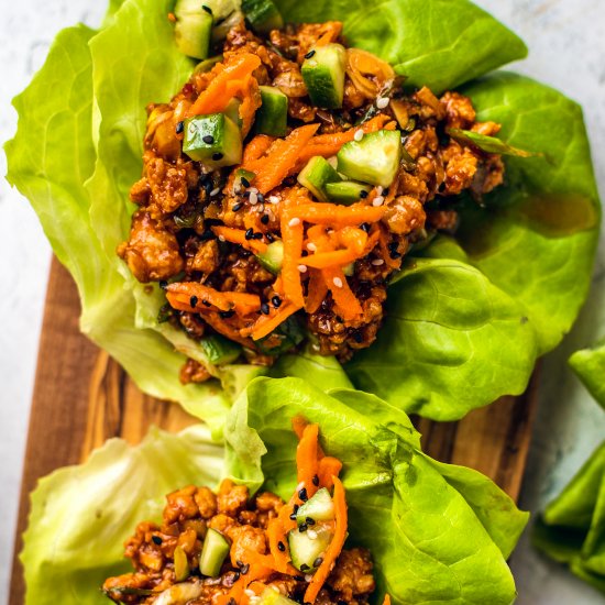 sesame hoisin chicken lettuce wraps