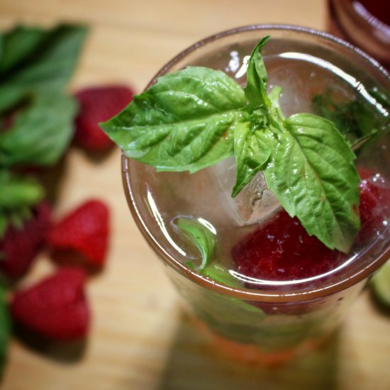 Strawberry Basil Shrub Mojito