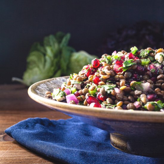 Lentil Salad with Feta and Pomegran