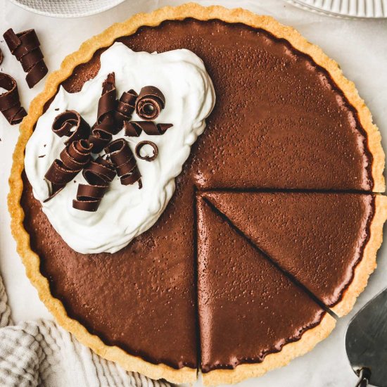 Chocolate Tart with whipped cream