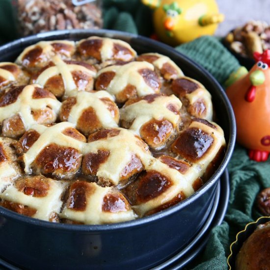 Fig and Walnut Hot Cross Buns