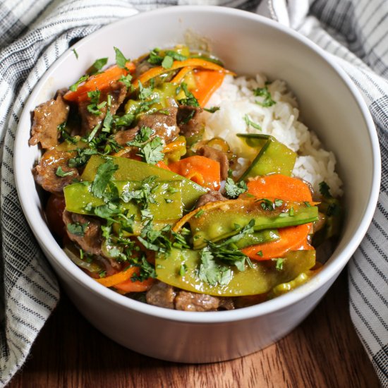 Whole30 Tangerine Beef Stir Fry