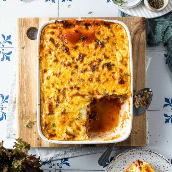 Leftover Lamb Pasta Bake