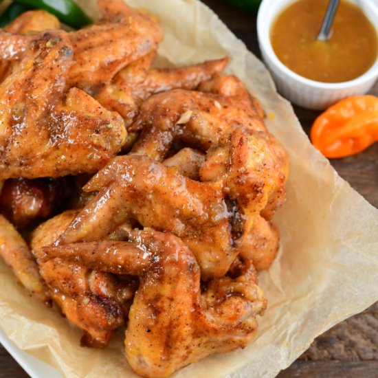 Smoked Bourbon Peach Wings