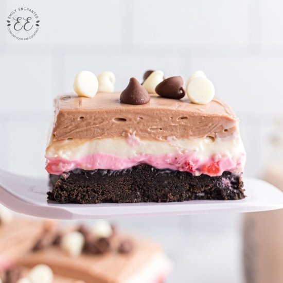 No Bake Neapolitan Cheesecake Bars