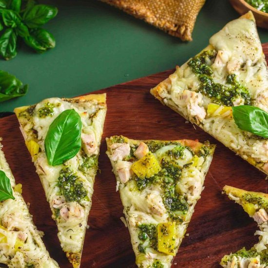 CHICKEN PESTO FLATBREAD PIZZA