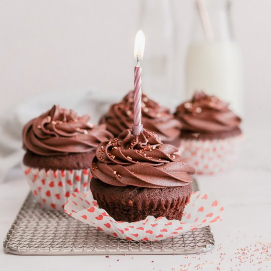 Chocolate birthday cupcakes