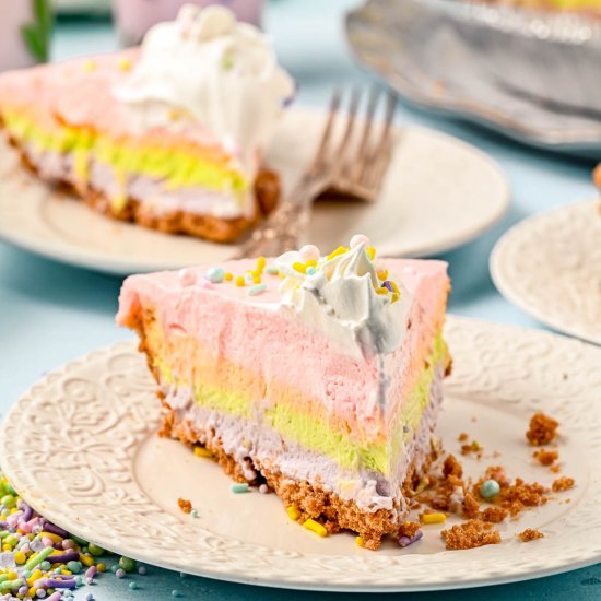 Rainbow No Bake Cream Cheese Pie