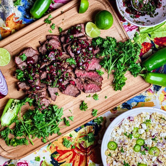 Steak w/ Cherry Chimichurri