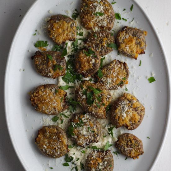 Air Fryer Smashed Parmesan Potatoes