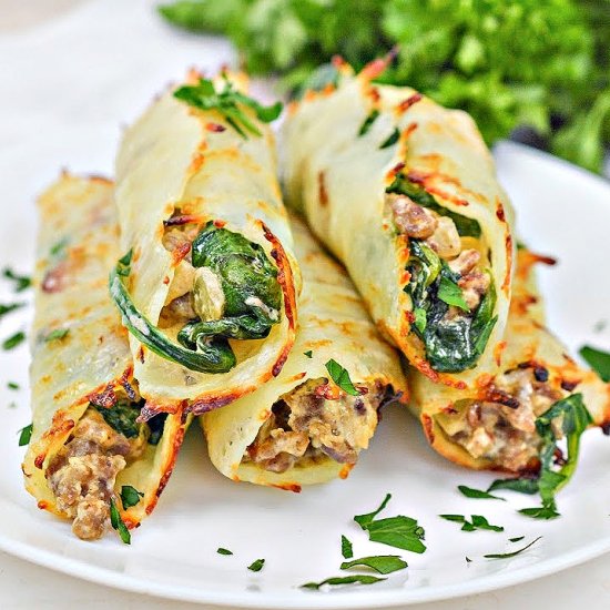 KETO SAUSAGE AND SPINACH ROLL-UPS