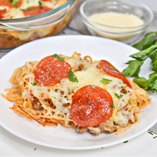 Pepperoni Pizza Spaghetti Bake