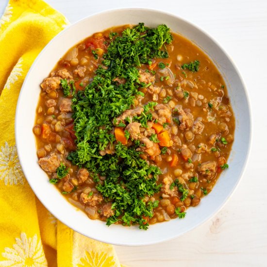 Instant Pot Lentil & Sausage Soup